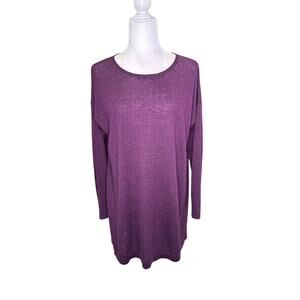 Eileen Fisher Purple Merino Wool Alpaca  Long Sleeve Tunic Sweater Dress Top